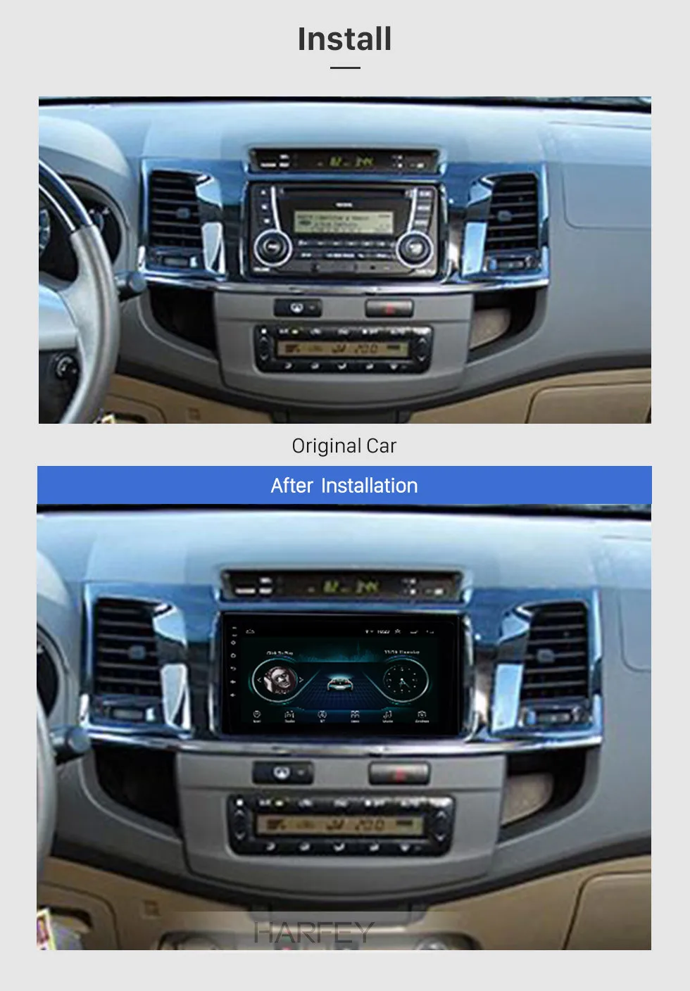 Harfey HD сенсорный экран головное устройство 2din GPS автомобильный радиоприёмник для- TOYOTA FORTUNER/Тайное 9 дюймов Android 8,1 автомобильный мультимедийный плеер