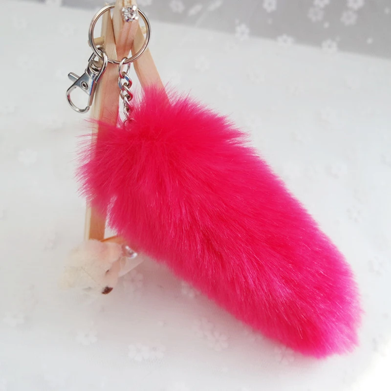 

Plush Large Wolf Fox Tail Keychain Women Faux Rabbit Fur Key Ring Fashion Car Bag Hanging Pendant Cute Key Holder Female Gift