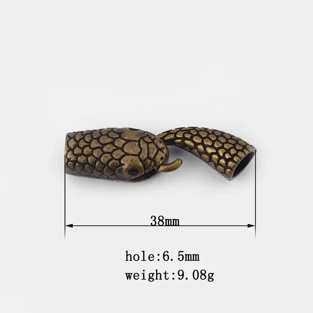 2sets Fashion Hook Clasp Wolf Snake Crocodile Head And Tail Hook Clasp For 12*6mm 6/8mm Leather Cord Bracelet Necklace Making 4