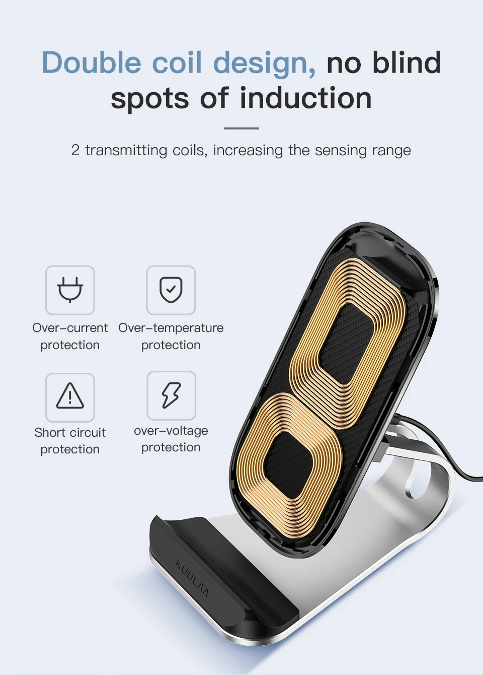 Kuulaa Qi-carregador sem Fio de 15w Doca de Carregamento Rápido para Iphone 12 11 Pro Max Xiaomi mi 11 x Carregadores sem Fio 5 de carregamento rápido para iphone 12, 11 pro, max, xiaomi mi 11, x