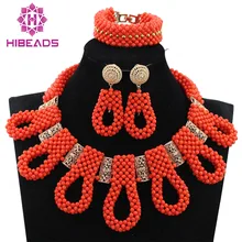Новый Коренастый Биб Бусы Люкс Ожерелье Set Exclusive Orange Бусы Свадебные Африканских Ювелирные Наборы Золото Аксессуар Бесплатная Доставка ABH350