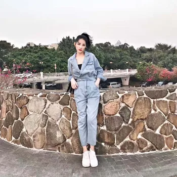 

New Spring Fashion Women Casual Sexy Denim Jumpsuit Women Romper Long Sleeve autumn Jeans Jumpsuit Female Streetwear Overalls