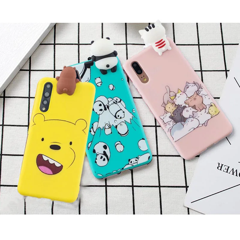 Забавный мягкий чехол из ТПУ с 3D рисунком для Huawei P30 Lite P20 Pro P8 2017 P10 силиконовый