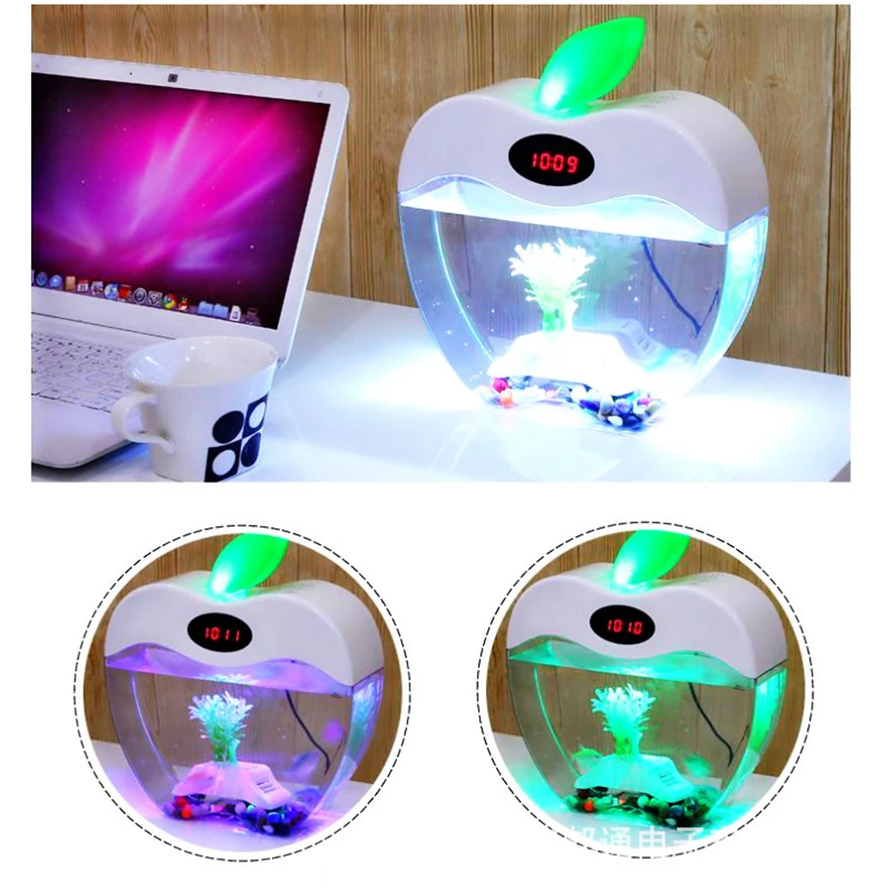 

Personalise Aquarium Fish Tank Aquarium USB Mini Aquarium with LED Light LCD Display Screen and Clock Fish Tank