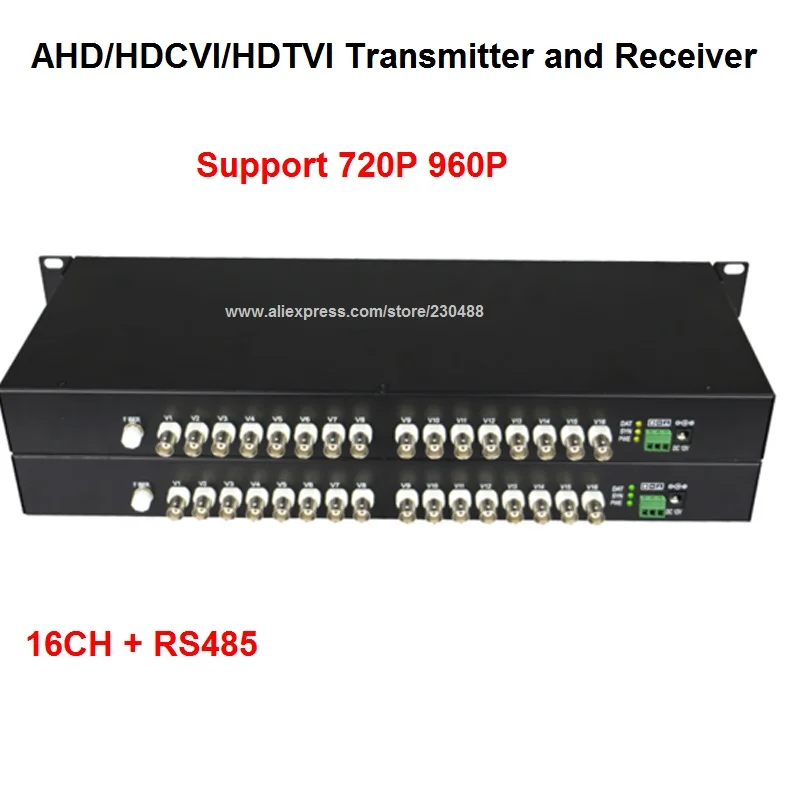 16 Channel 720P/960P HD CVI/AHD/TVI Converter Fiber Optic to BNC