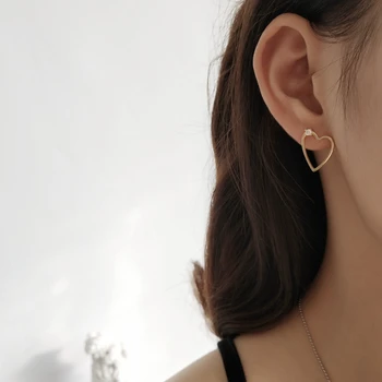 

LouLeur 925 sterling silver zircon heart stud earrings gold sweet temperament exquisite earrings for women fine jewelry charm