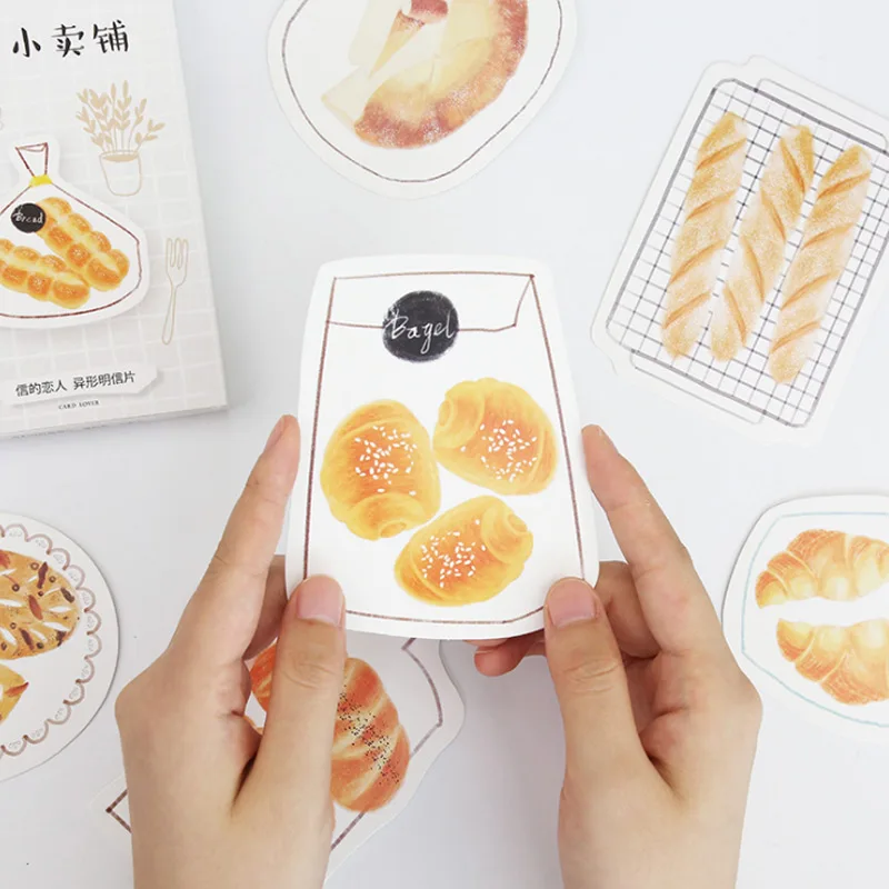 

30 pcs/box A bakery heteromorphism postcard bread food Happy birthday greeting card christmas universal message card gift card