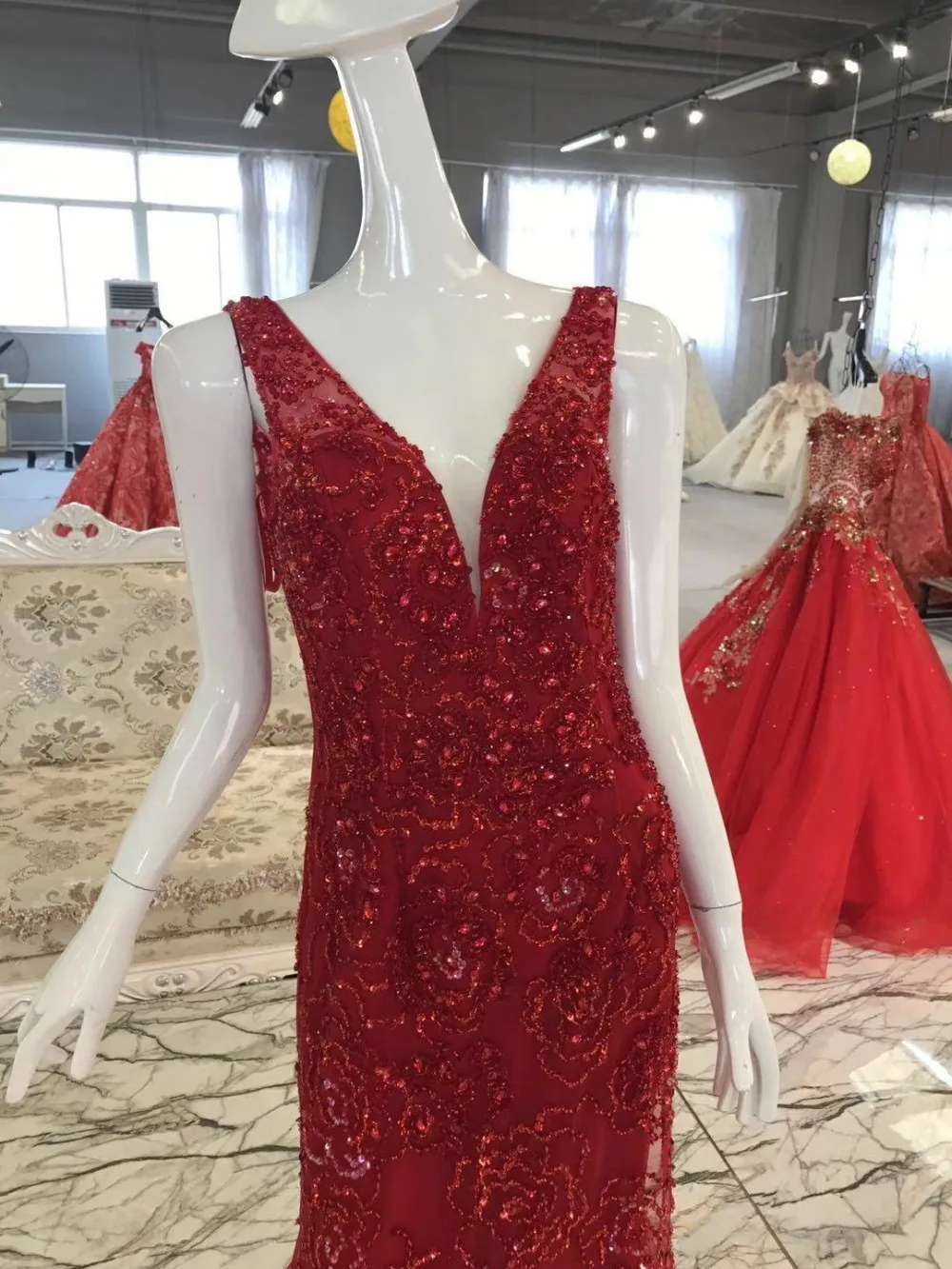 burgundy  mermaid long gown