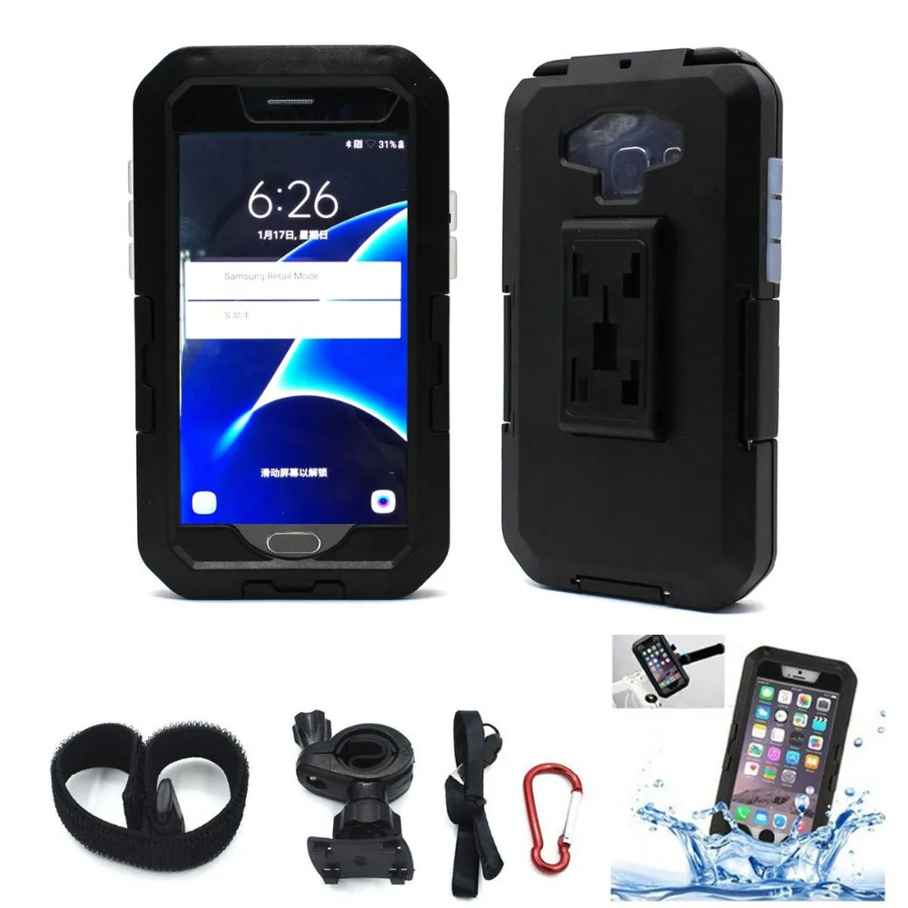 

Waterproof Motorcycle Phone Holder For Samsung Galaxy S9 S8 Plus S7 S6 edge S5 Bike Holder Armor Bag For Support Telephone Moto