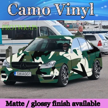 

Green Spots SNOW Camouflage VINYL Car Wrap Film Wrapping Foil With Air Bubble Free PROTWRAPS Covers 1.52x30m/Roll