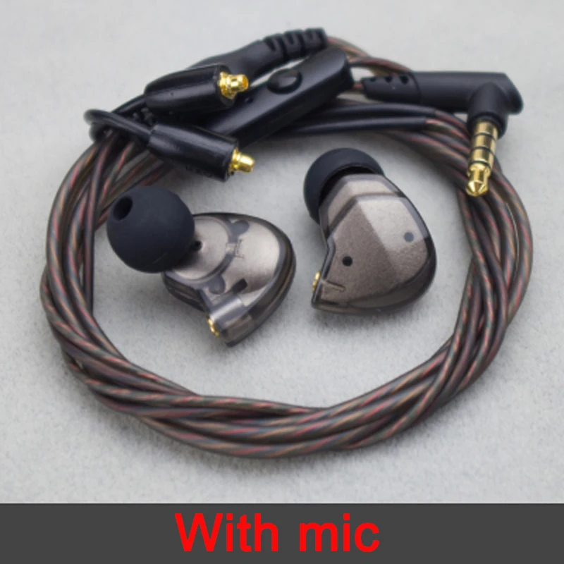 Сбалансированные арматурные динамические наушники-вкладыши BA драйвер шумоподавление Спортивная гарнитура с микрофоном 28 ядер Замена MMCX кабель - Цвет: Gray copper with mic