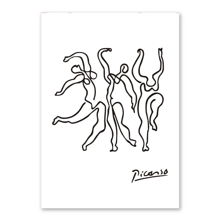 Линия Пикассо, рисунок животных, эскизы, минималистичное искусство, холст, плакат, живопись, черный, белый цвет, абстрактная картина, печать, современный декор стен - Цвет: PR1214