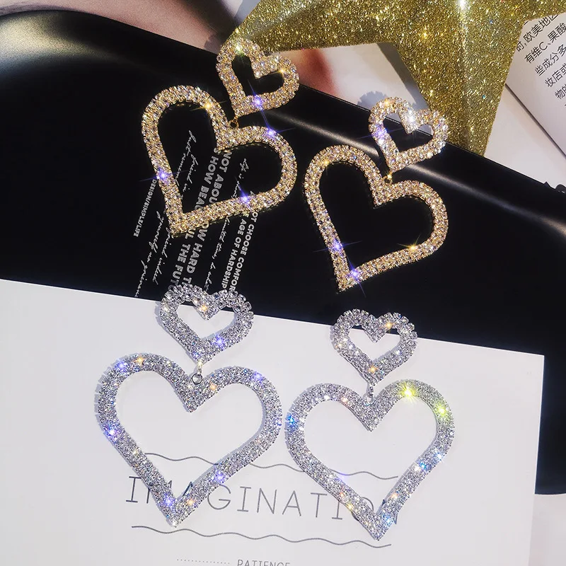 

choucong Heart shape Drop earring Crystal cz Gold Silver Color Engagement Wedding Dangle Earrings for women Bridal Party jewelry