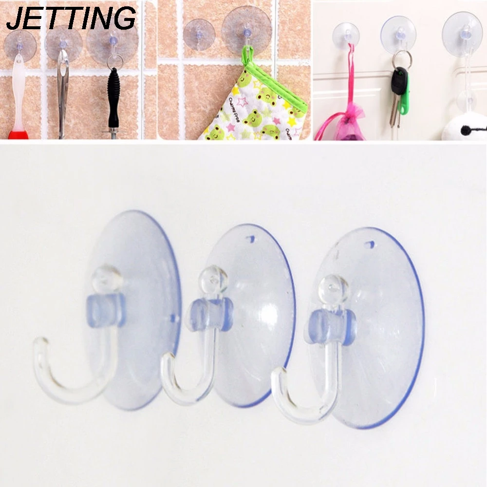 

JETTING 1 PCS Wall Hooks Hanger Kitchen Bathroom Suction Cup Sucker Accessorie Transparent 2.5/3/3.5/8cm