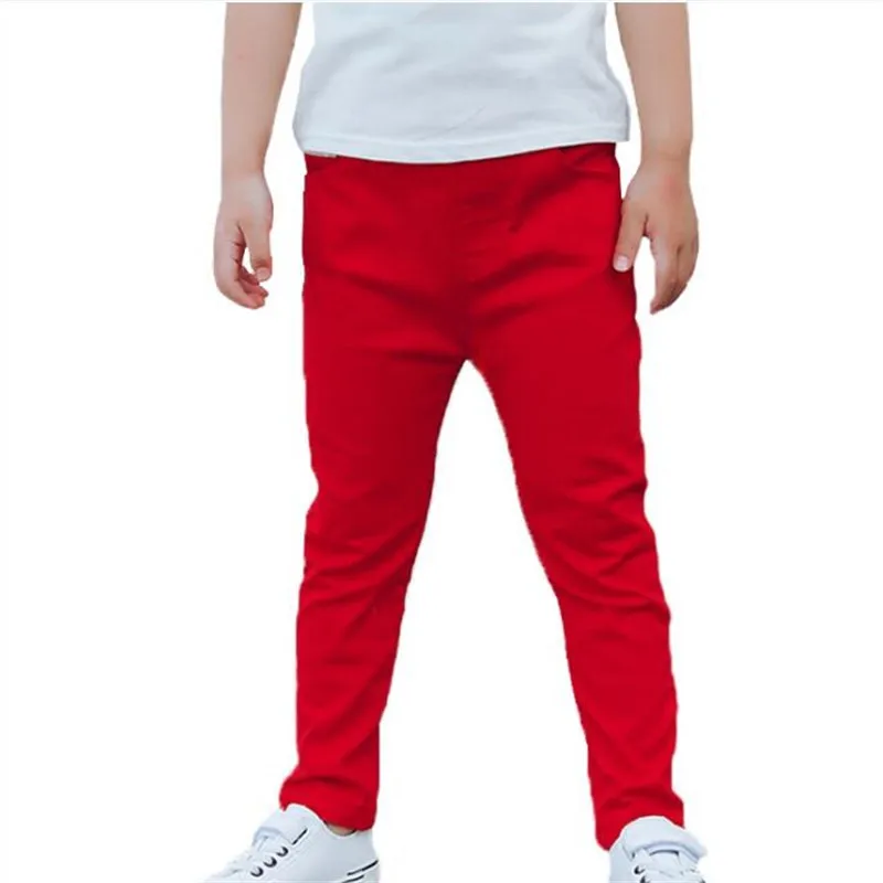 Boy's and Girl white trousers new children's black casual pants boy slim feet red green black 2-10 years old