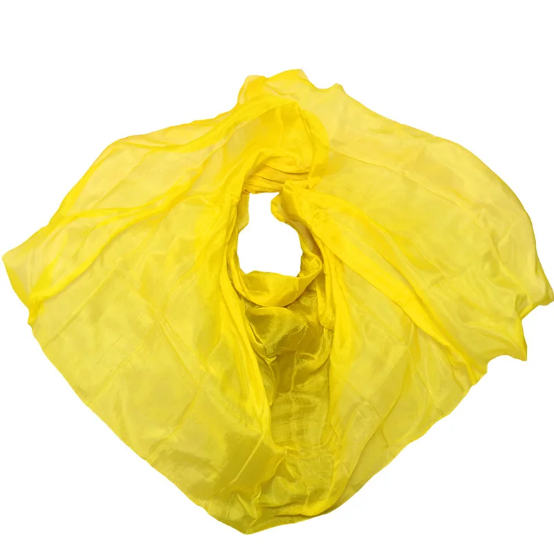 Silk Belly Dance Veils Shawl Scarf Pure Yellow Color Belly Dance Practice Performance Silk Veils
