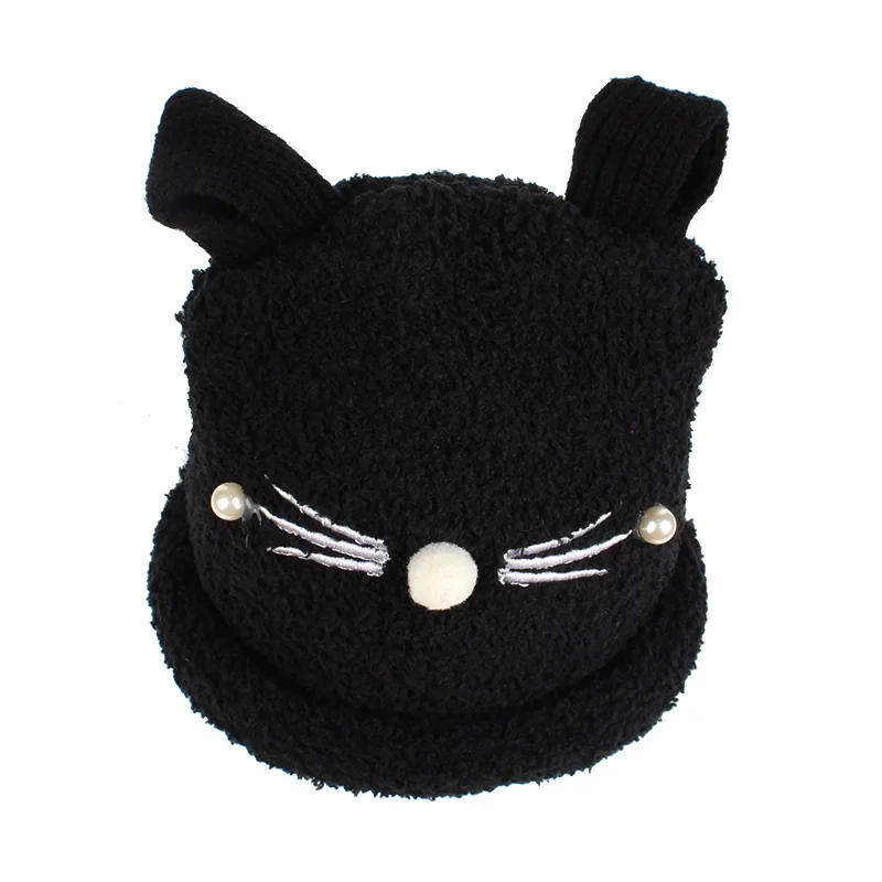 Cat Baby Hat For Girls Newborn Photography Props Cute Soft Children Hat With Ears Cotton Solid Winter Warm Baby Beanie For Girls (7)