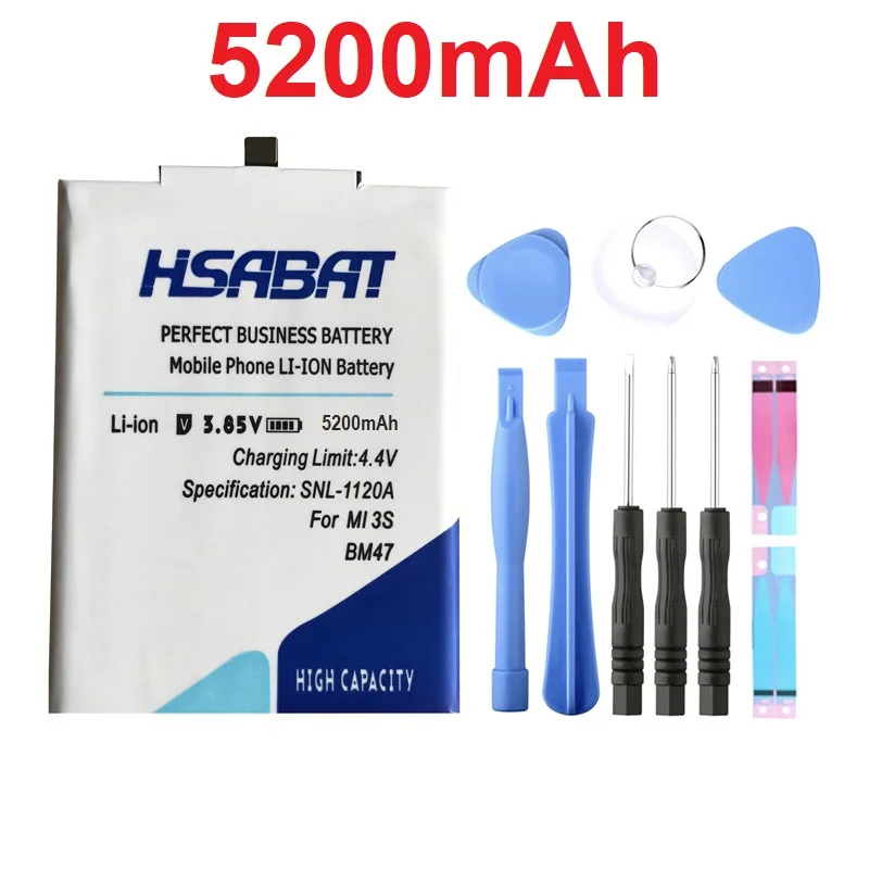 

HSABAT 5200mAh BM47 Cell Phone Battery For Xiaomi Redmi 3 3S 3X Xiao mi Hongmi Redmi 4x