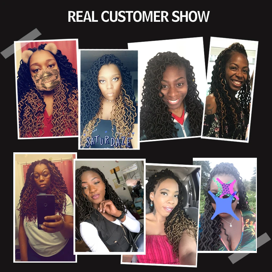 TOMO 18Inch Faux Locs Curly Crochet Braids 24Strands Goddess Locs Hair Extensions Ombre Synthetic Braiding Hair Bohemian locks