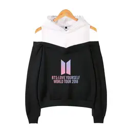 BTS Love Yourself World Tour пикантные поп для женщин Bling толстовки с капюшоном 2018 Лидер продаж повседневное Топ Kpops одежда с капюшоном плюс размеры XXL