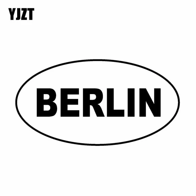 YJZT 15.1CM * 7.9CM 베를린 도시 코드 타원형 자동차 스티커 비닐 데칼 블랙 실버 C10-01458 최저가 판매 순위