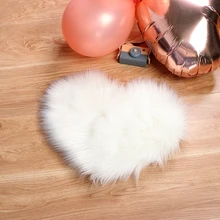 Шерсть имитация ковры из овчины искусственный мех нескользящие для спальни, ворсистый ковер украшение дома гостиная в форме сердца коврики