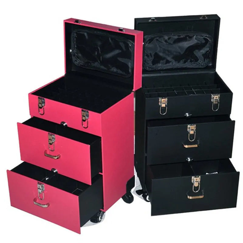 Luggage Bag Suitcase Professional Manicure Trolley Caster With Brake Pu New  Aluminum Travel Bags Case Makeup Cosmetic Box Bags - Rolling Luggage -  AliExpress