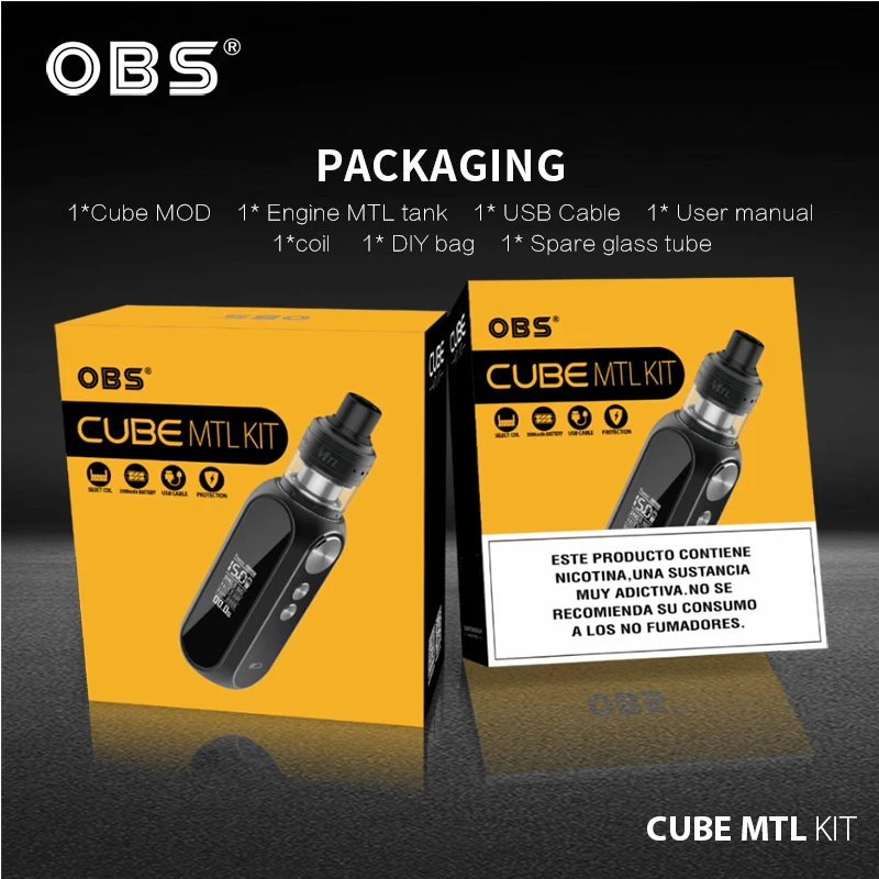 Электронные сигареты OBSCube с двигателем MTL RTA комплект встроенный аккумулятор 3000