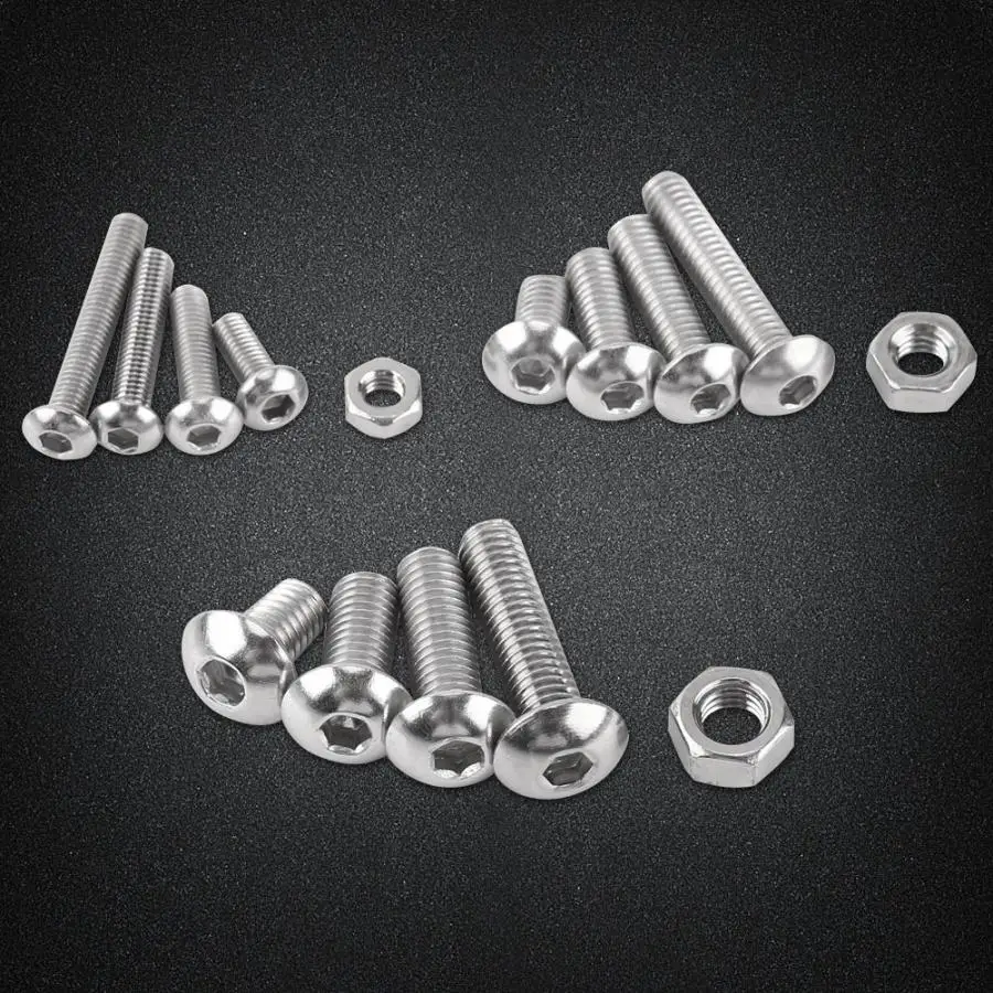 

440Pcs/set M3 M4 M5 Screws Nuts 304 Stainless Steel Hexagon Socket Button Head Cap Repair Screws & Nuts Hex Bolts Set