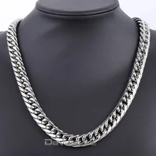 12mm Ancho Pesado Suave Curb Enlace Silver Tone de Acero Inoxidable 316L Collar Mens Boys Cadena Joyería DLHN73