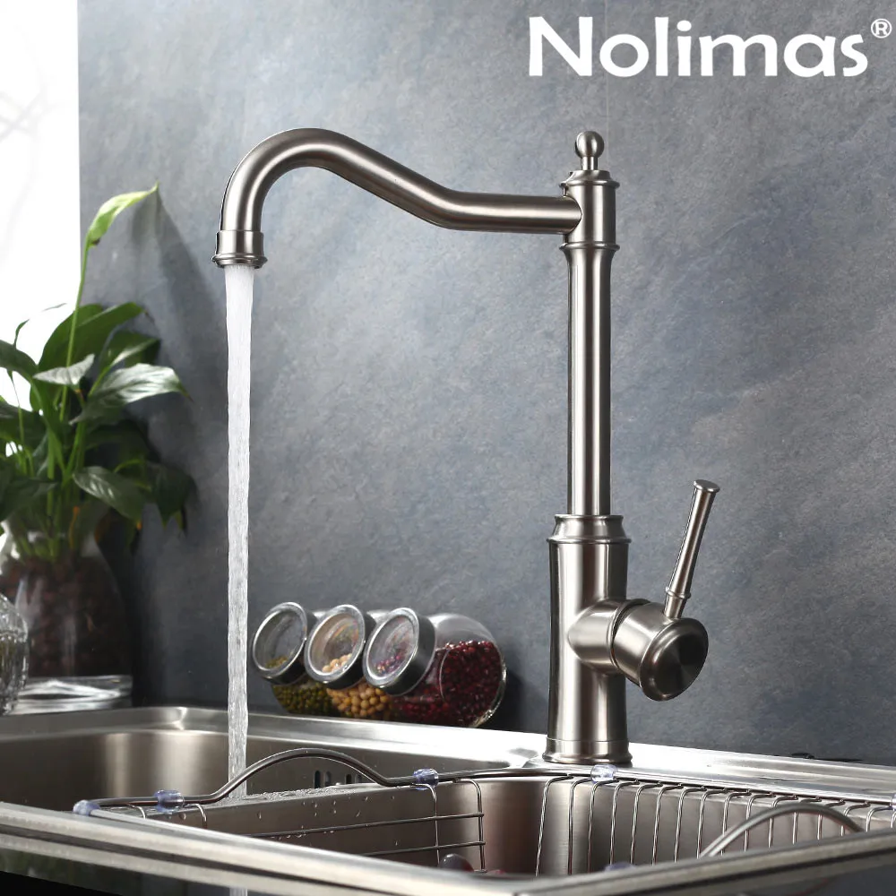 

Brushed Nickle paints SUS 304 stainless steel Spool Mixer Water Faucet Kitchen Faucet Hot And Cold Double Control Tap