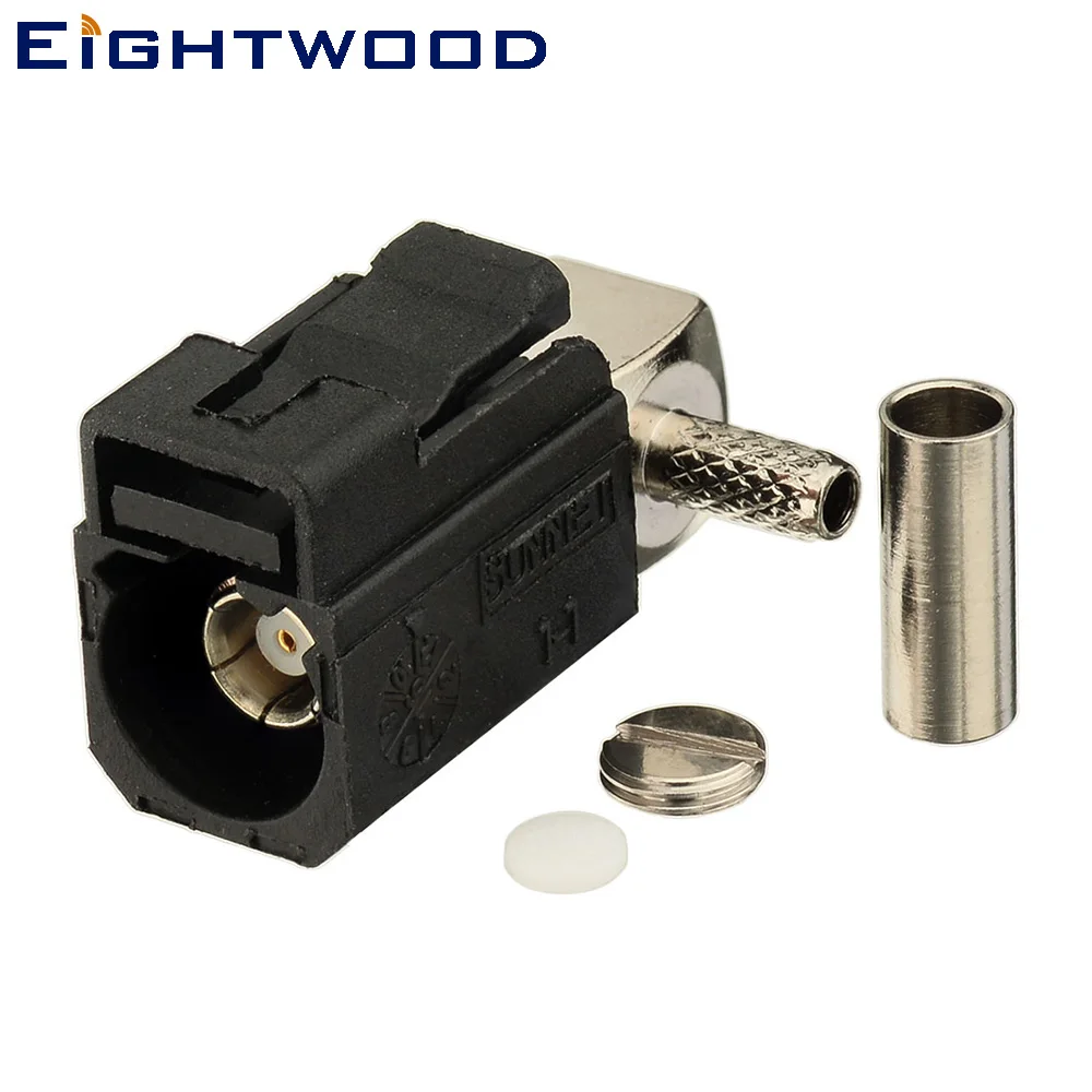 Eightwood 10PCS Car DAB AM/FM Radio Fakra A Jack Female RF Connector Right Angle Black/9005 Crimp for RG174 RG316 LMR100 Cable | Автомобили