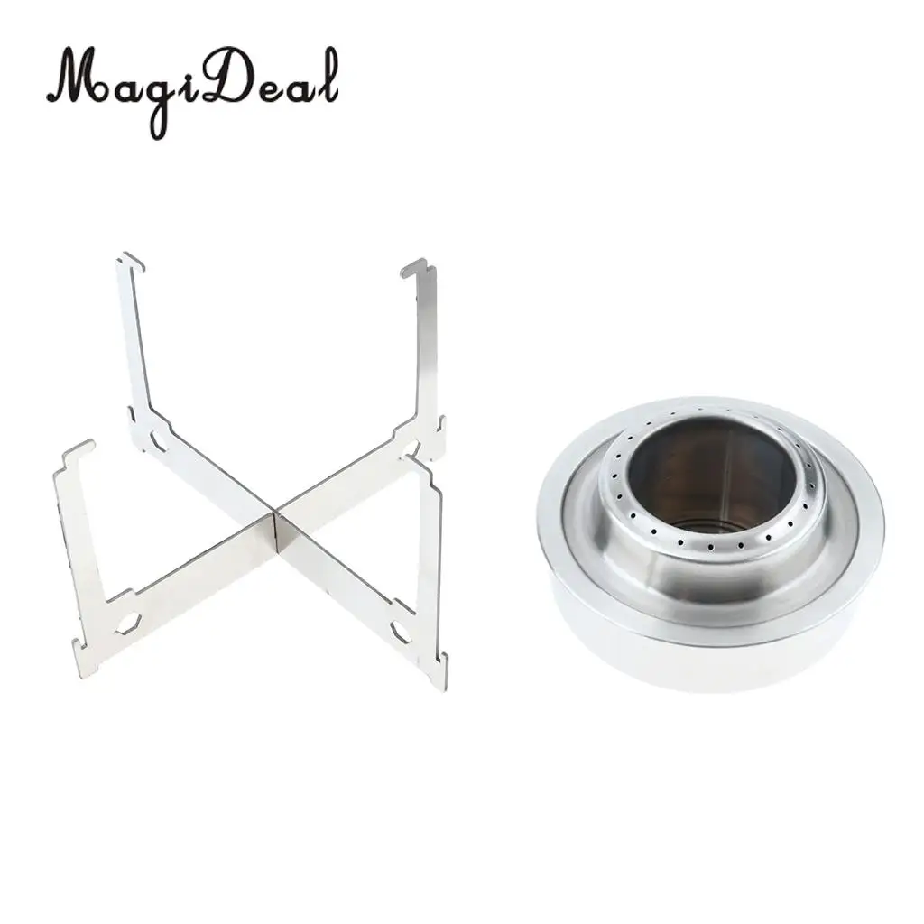 MagiDeal Camping Mini Alcohol Stove Stand Rack Spirit Burner Tray Furnace Stove Set