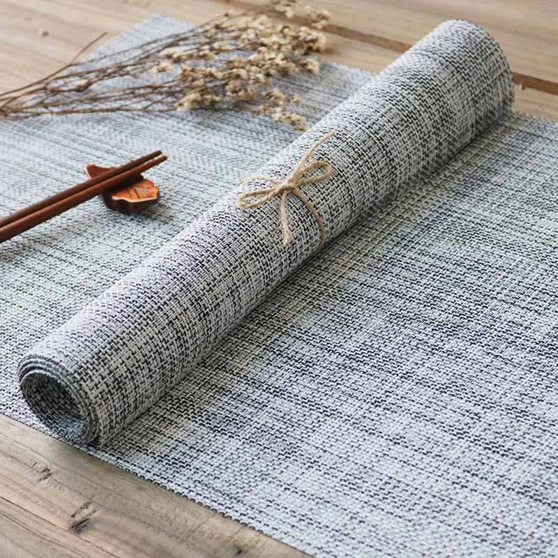 45*30CM Table Mat Rectangular PVC Non-Slip Bowl Plate Cup Pads Braided Placemat Heat Insulation Pad Kitchen Accessories