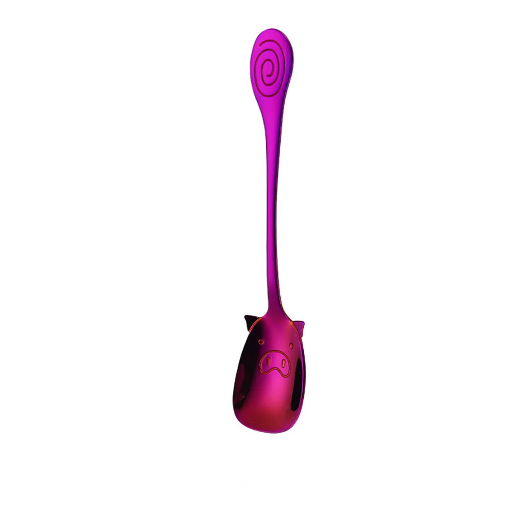 Colorful Stainless Steel Shovel Spoon Colorful Long Handle Coffee Milktea Stir Dessert Scoop Creative Bar Cocktail Mug Tool