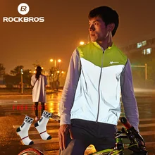 ROCKBROS, велосипедная Светоотражающая куртка без рукавов, спортивная одежда, велосипедная штормовка, защитная флуоресцентная велосипедная дышащая Джерси