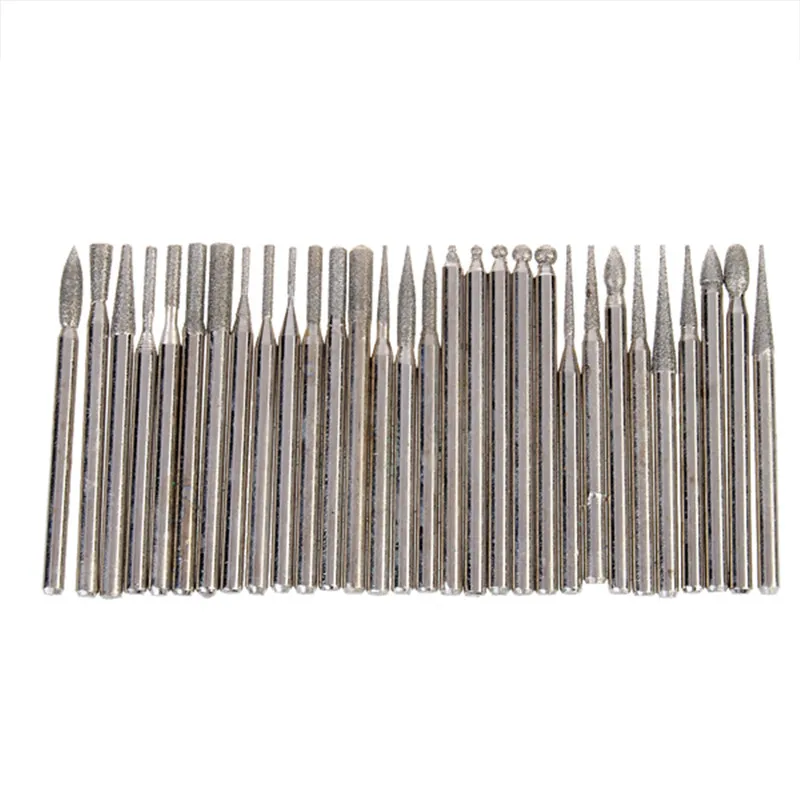 

DANIU 30pcs 3mm Titanium Diamond Burrs Bur Bit Set Dremel Rotary Tool Drill Bit Power Tools On Jewelry