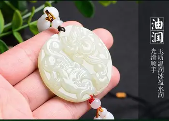 

Hetian jade lovers pendant, a pair of dragon and Phoenix with Tai Chi fish and jade pendant necklace.