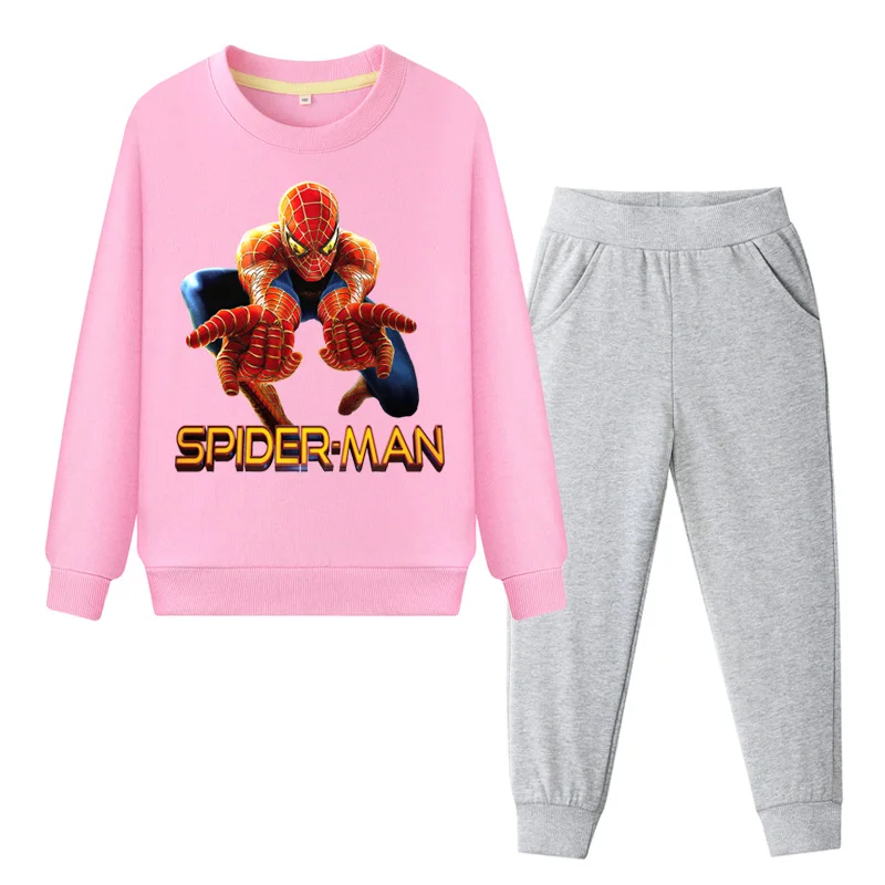 Toddler Baby 100%Cotton Clothes Boy Girl Long Sleeve Spiderman Coat+Pant 2PCS Clothing Sets Suits Child Sports Tracksuits WL127 (3)