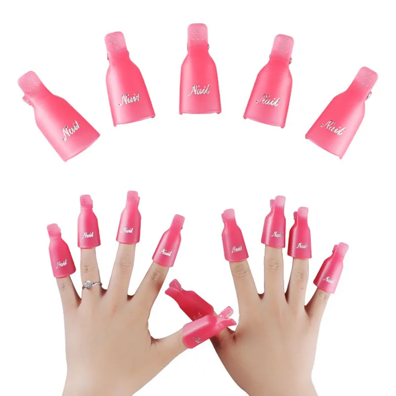 10pcs/set Plastic Nail Polish Remover Cover Aid Clip Nail Gel Remover