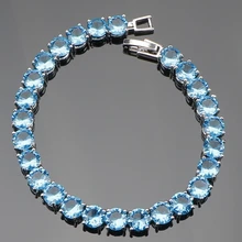 SexeMara круглый Лучшее качество 18 см Серебряный Круглый Небесно голубой кубический циркон браслет для женщин подарочная коробка