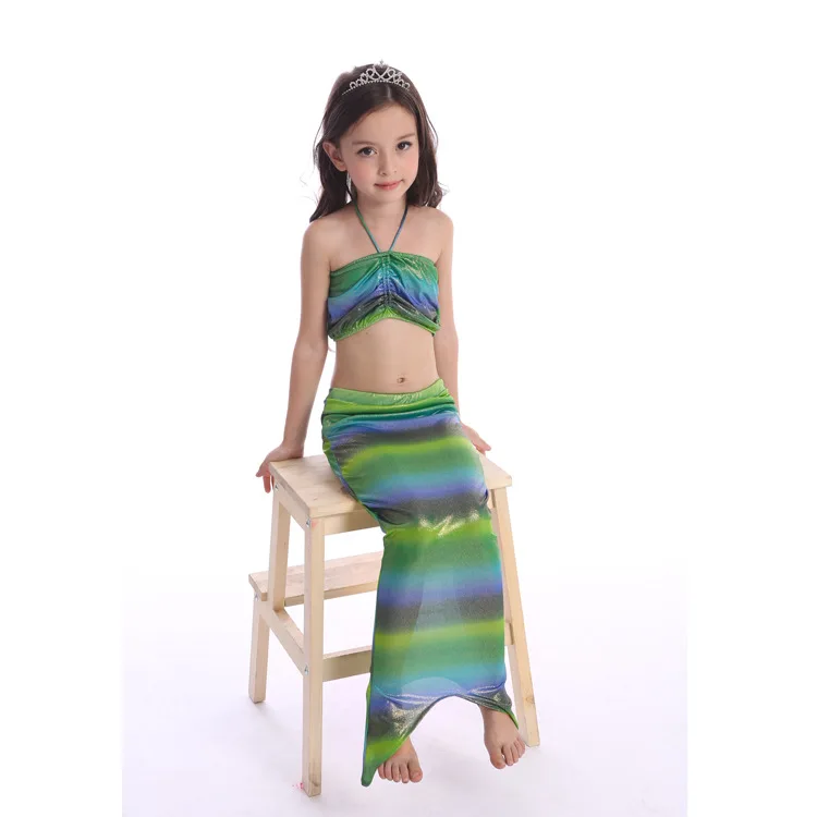3 Pcs 3-12Y Lovely Baby Girls Children Mermaid Tail Princess Dress Split Swimsuit Costume Bikini Swimwear Bathing Suit Costume (7)