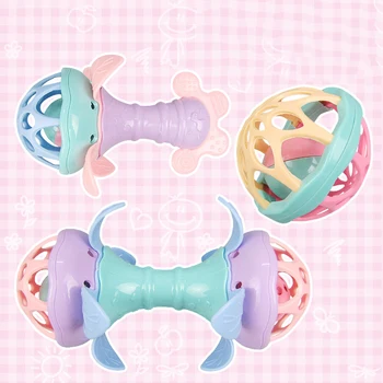 

Hot 3pcs/set Baby Catoon Hand Bell Ring Rattles Kid Plastic Soft Rattle Kids Children Educational Stroller Toys Christmas Gift