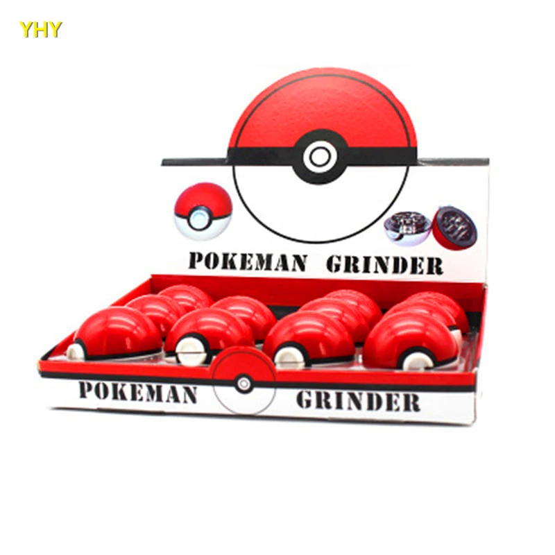 Free Shipping Latest Pokeball Grinder 55mm Pokeball Herb Grinders Zinc Alloy Plastic Metal Grinders 3 Parts Smoking Accessories02