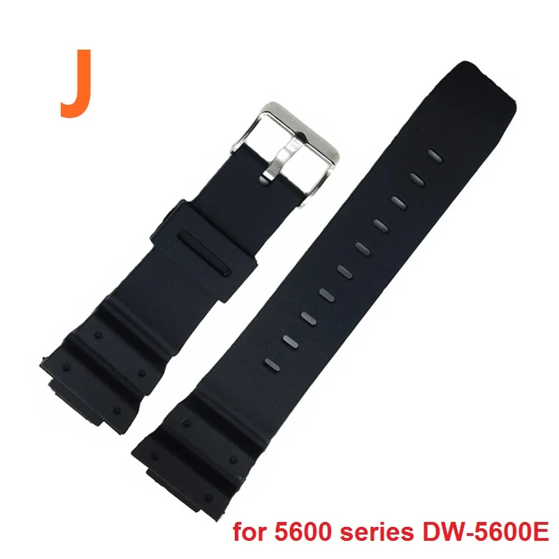 Watchband 16mm Black Silicone Rubber Replacement Watch Straps Band for Watch ga-100/110 and 5600 series Sports Watches