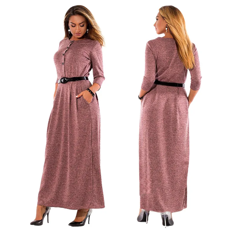 Women's Ankle Length Tunic Long Dress Long Sleeve Maxi DressDresses