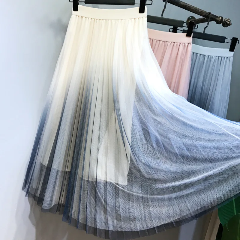 Olgitum летние Для женщин градиентные юбки бальное платье из сетчатой ткани рубашки SK203
