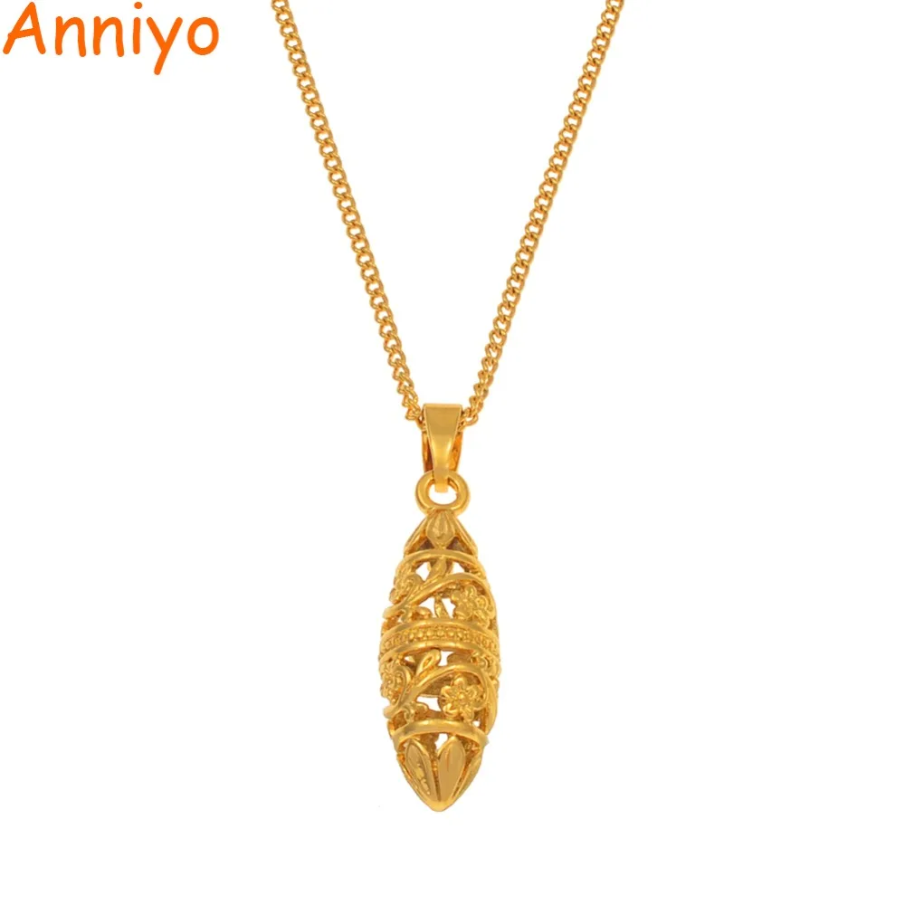 Anniyo Gold Color Charm Pendant And Necklaces For Women Gils Fashion 