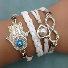 1 шт. бесконечности браслет, в форме сердца, жемчуг браслет, свадебный браслет наладонный браслет, кожаный браслет 3151 мини-заказ 10