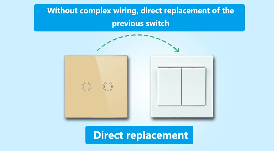 Стандарт ЕС VHOME умный датчик переключатель, 2 банды 1 способ золото кристалл стекло сенсорный переключатель панель Переключатель с беспроводной RF433Mhz дистанционного управления